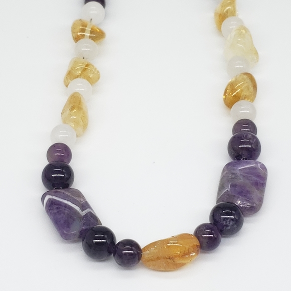 ๐ฅ Amethyst & Citrine Handmade Bead Boho Necklace - Picture 3 of 11